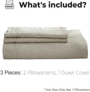 Simple&Opulence 100% Washed Linen Duvet Cover Set with Embroidered,King Size(104"x92"),3 Pieces Soft Farmhouse Comforter Set with Button Closure,1 Duvet Cover and 2 Pillowshams(King,Natural Linen) - Image 5