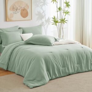 CozyLux Full Comforter Set Sage Green, 7 Pieces Bed in a Bag, Bedding Comforter Set with Sheets, All Season Boho 7PC Bed Sets with Comforter, Fitted Sheets, Flat Sheets, Pillow Shams and Pillowcases - Image 7