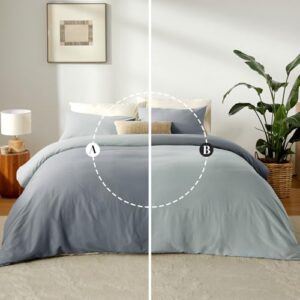 Dreamhood Duvet Cover Queen Size 90x90 and 2 Pillow Cases Soft Comfy Duvet Cover Set 3 Pieces with Button Closure Breathable Durable Bedding for All Seasons Grey-Moonlight Grey - Image 6