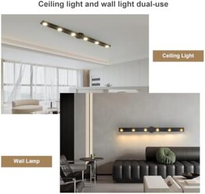 Garwarm Modern Dimmable LED Ceiling Light Track Lighting, 6 Lights Long Flush Mount Ceiling Light Fixture with Remote LED Chandelier for Bedroom Dining Room Kitchen 33W Black - Image 9