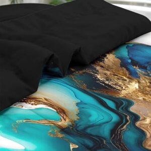 Comforter Set King Size, Mint Green Marble Gold 7 Pcs Bedding for Kids and Adults, Teal Turquoise Blue Bed Sheet Sets with Fitted Sheet 2 Pillowcase & 2 Sham for Bedroom Bed Decor - Image 5