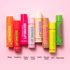 Lip Smacker Original & Best Holiday Flavored Lip Balm Party Pack, Oatmeal Cookie, Vanilla, Mango, Watermelon, Tropical Punch, Cotton Candy, Kiwi, Strawberry, Clear - Image 2