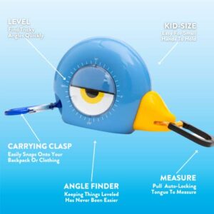 8Ft Animal Shaped Kids Tape Measurer, Fun Level and Protractor Angle Finder, Educational Children's Tools, Small Measuring Tapes for Learning Early Math Skills, Ages 3 and up, Blue Bird - Image 10