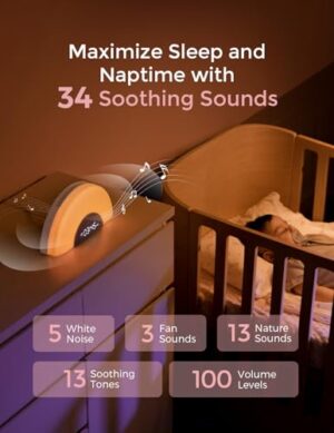 Momcozy DreamSync™ Baby Sound Machine, Night Light, APP Control Baby Sleep Trainer, Routine Builder, White Noise Machine with 34 Soothing Sounds, Wake Up Light Sunrise Alarm Clock, Wireless Speaker - Image 4