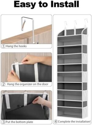 1 Pack Over The Door Organizer, Bathroom Organizers and Storage with 5 Pockets 10 Mesh Pockets, 50 lbs Weight Capacity Stuffed Animal Storage for Nursery Newborn Baby Essential - Image 7