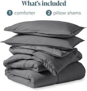 Bare Home Comforter Set - Queen Size - Ultra-Soft - Goose Down Alternative - Premium 1800 Series - All Season Warmth (Queen, Grey) - Image 7