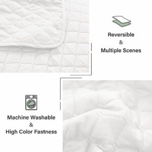 Exclusivo Mezcla Ultrasonic Reversible Full Queen Quilt Bedding Set with Pillow Shams, Lightweight Quilts Queen Size, Soft Bedspreads Bed Coverlets for All Seasons - (White, 90"x96") - Image 5