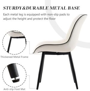 YOUNIKE White Dining Chairs Set of 2 with High Backs Mid Century Modern Kitchen & Dining Room Chair Faux Leather Upholstered Comfortable Large Padded Accent Side Chair Metal Legs sillas de comedor - Image 6