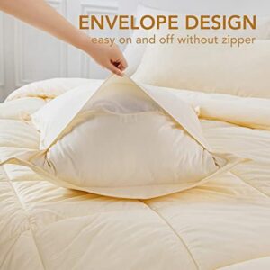 PY HOME & SPORTS King Size Comforter Set 3 Pieces, Down Alternative Lightweight Bedding Comforter with 2 Pillow Shams for All Seasons (Beige, 90 x 104 Inch) - Image 6