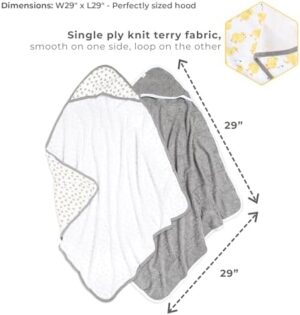 Burts Bees Baby Infant Hooded Towels Little Ducks Organic Cotton, Unisex Bath Essentials and Newborn Necessities, Soft Nursery Towel with Hood Set, 2-Pack Size 29 x 29 Inch - Image 4