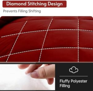 MUXHOMO 7 Pieces Queen Comforter Set, Reversible Bed in a Bag Queen Size, All Season Bedding Set with Comforter, Flat Sheet, Fitted Sheet, Pillowcases & Shams, Red & Black - Image 8