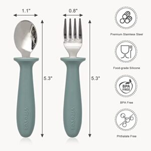 VITEVER 6 Pieces Toddler Utensils, Kids Silverware Set with Silicone Handle, Children Safe Spoons and Forks, 18/8 Stainless Steel, Food-grade Silicone - Dishwasher Safe - Image 2