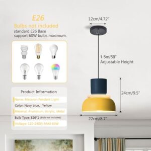 Modern Industrial Pendant Light Macaron Color Barn Style Mid Century Hanging Light Fixture with Aluminum Shade Chandelier Nordic Colorful Ceiling Pendant Lights for Dining Room Kitchen - Image 2