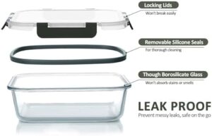 M MCIRCO 30 Pieces Glass Food Storage Containers with Snap Locking Lids,Glass Meal Prep Containers Set - Airtight Lunch Containers, Microwave, Oven, Freezer and Dishwasher - Image 3