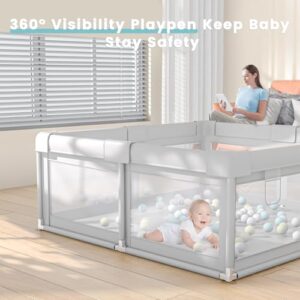 Baby Playpen 50x50 Inch, Play Pens for Babies and Toddlers Baby Fence Baby Play Yards for Indoor & Outdoor with Breathable Mesh Anti-Fall Playpen - Image 3