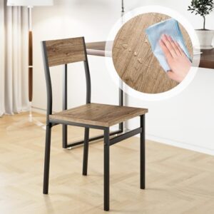 Dining Chairs Set of 4, Rustic Wood Dining Chairs with Metal Steel Frame, Dining Room Chairs with Slat Back, Modern Farmhouse Chair for Kitchen, Dining Room, Living Room (Brown)- Chairs Only - Image 7