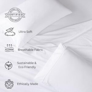 LANE LINEN 100% Organic Cotton Queen Sheet Set, 4Pc Cotton Sheets Queen Size Bed Set, Soft & Breathable Percale Weave, Deep Pocket Queen Sheets, Hotel-Quality Bed Sheets Queen Size - White Bed Sheets - Image 4