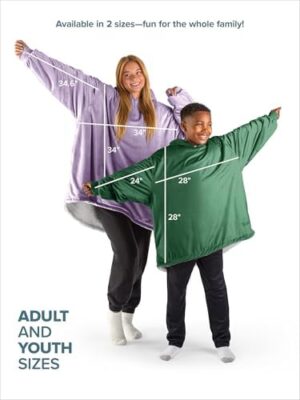 Bare Home Wearable Blanket B-Cozy Hoodie - Soft Plush Sherpa - Warm and Cozy - Oversized Wearable Blanket - Adult & Kid Sizes - Image 8