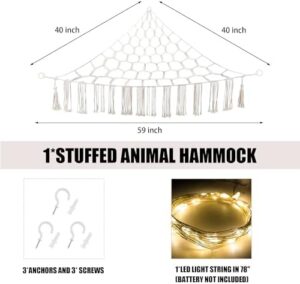 Stuffed Animal Hammock with LED Light, Toy Hammock for Stuffed Animals Storage for Kids Room Decor, Stuffed Animal Hammock Corner, White - Image 5