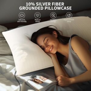 Grounding Pillow Case,Earth Connected Pillowcase,Bedding.Improve Sleep,Reduce Pain.90% Organic Cotton, 10% Silver Fiber (White, 30 * 20.5inch) - Image 2