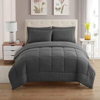 Queen Comforter Set - 7-Piece Bedding Collection - 1 Comforter, 1 Fitted Sheet, 1 Flat, 4 Pillowcases - Deep Pocket - Soft & Breathable Premium Quality - Ideal for All Seasons, Gray