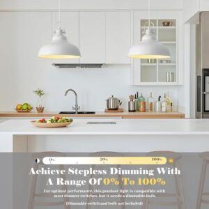 White Pendant Lights Kitchen Island, 2 Pack Kitchen Island Lighting, Farmhouse Pendant Light Fixtures (11.41" W), Island Pendant Light for Kitchen, Dining Room, Bedroom - Image 3