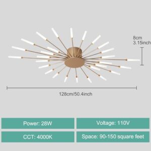 ziidoo Modern Ceiling Light, 28 Lights Metal Firework Designed Chic Led Lighting Fixture for Farmhouse Kitchen Dining Room Bedroom Hallway Living Room (Gold and Dark Gold) - Image 4