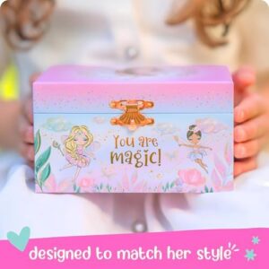 Giggle & Honey Musical Fairy Jewelry Box for Girls - Kids Music Box with Spinning Fairy and Mirror, Princess Birthday Gifts for Little Girls, Childrens Jewelry Boxes for Ages 3-10 - 6 x 4.7 x 3.5 in - Image 7