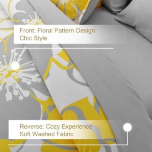 7 Pieces Yellow Floral Comforter Set Queen Size, Reversible Bed in a Bag with Sheets Set All Season, Soft Microfiber Flower Pattern Complete Duvet Bedding Set (Queen, 90"x90") - Image 4
