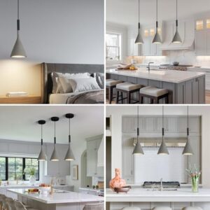 Farmhouse Black Pendant Light Fixtures 1-Light Concrete Industrial Kitchen Island Pendant Lighting for Dining Room Bedroom Hallway Pendant Ceiling Lamp(2-Pack) - Image 7