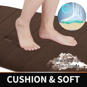 Yimobra 3 Pieces Memory Foam Bath Mat Sets, 31.5 x 19.8 + 17x24 and U-Shaped for Bathroom Rugs, Toilet Mats, Non-Slip, Soft Comfortable, Water Absorption, Machine Washable, Brown - Image 3