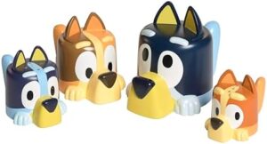 Toomies Bluey Bath Toys - Bluey's Family Pourers - Water Pouring Bluey Figures Including Chilli, Bandit, Bingo, and Bluey - Nesting and Stacking Cups for Bath Time - 4 Count - Ages 18 Months and Up - Image 2