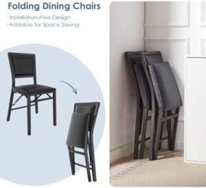 VECELO Folding Chairs Set of 4 with Cushion, Foldable Padded Seats with Heavy Duty Metal Frame for Kitchen/Dining/Living Room, No Assembly & Space Saving Design, Black - Image 5