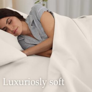 lalaLOOM Queen Bed Sheet Set, Soft Microfiber Hotel Luxury Bedding, Extra Deep Pocket, 4 Piece Sheets and Pillowcase Sets, Breathable Wrinkle, Fade Resistant, Easy Care Machine Washable Linen, Cream - Image 4