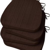 Basic Beyond Chair Cushions for Dining Chairs 4 Pack, D-Shaped Kitchen Chair Cushions with Ties Set of 4, 2.5" Thick Seat Cushions for Dining Room/Kitchen Chairs, 17" x 16", Brown
