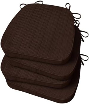 Basic Beyond Chair Cushions for Dining Chairs 4 Pack, D-Shaped Kitchen Chair Cushions with Ties Set of 4, 2.5" Thick Seat Cushions for Dining Room/Kitchen Chairs, 17" x 16", Brown