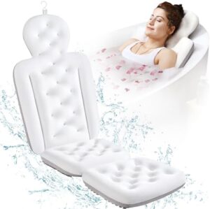 Full Body Bath Pillow for Bathtub, Thick Bathtub Cushion with Laundry Bag, Luxury Tub Pillow for Bath for Headrest Neck and Back Support White 51" x 16"