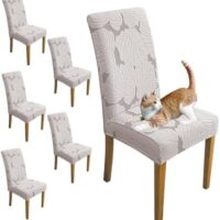 Chair Covers for Dining Room Chair Covers Set of 6 Stretch Spandex Kitchen Chair Protector Slipcover Removable Washable Dining Chair Covers for Home, Party, Ceremony, Banquet (Light Grey)