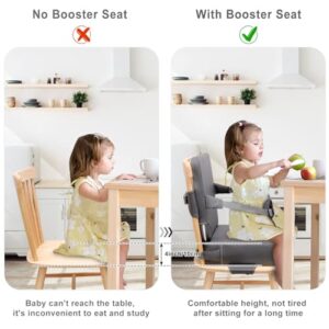 Toddler Booster Seat for Dining Table, Non-Slip Kitchen Chair Booster Seat with Backrest and Adjustable Straps, Portable PU Waterproof Travel Baby Booster Seat Increasing Cushion - Image 2