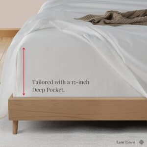 LANE LINEN 600 TC King Size Sheets Set - 100% Mercerized Cotton Sheets King Size Fully Elasticized - Hotel Like Thick Ultra Soft White King Sheets Set, Sateen Weave Deep Pocket King Bedding Set-White - Image 7