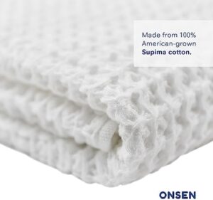 ONSEN Bath Towel - Absorbent Waffle Weave Towel for Bathroom - Quick Dry Towel Made from 100% Supima Cotton - Plush and Soft Towel for Women and Men - 31" x 57", White - Image 7