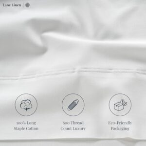 LANE LINEN 600 TC King Size Sheets Set - 100% Mercerized Cotton Sheets King Size Fully Elasticized - Hotel Like Thick Ultra Soft White King Sheets Set, Sateen Weave Deep Pocket King Bedding Set-White - Image 5