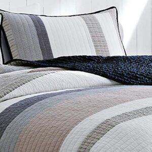 Nautica - Quilt, Cotton Reversible Bedding, Home Decor for All Seasons (Tideway Tan/Grey, King) - Image 4