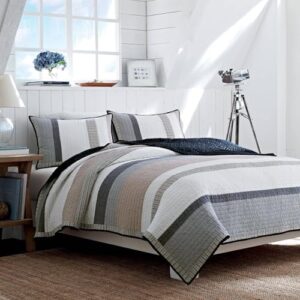 Nautica - Quilt, Cotton Reversible Bedding, Home Decor for All Seasons (Tideway Tan/Grey, King) - Image 2
