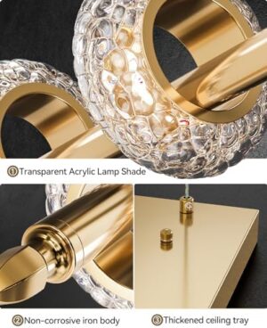 Dimmable Modern LED Chandelier with Remote Control, Crystal Dining Room Light Fixtures Over Table, 3000K-6500K Gold Linear Pendant Light for Kitchen Island - Image 4