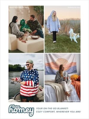 Bare Home Wearable Blanket B-Cozy Hoodie - Soft Plush Sherpa - Warm and Cozy - Oversized Wearable Blanket - Adult & Kid Sizes - Image 3