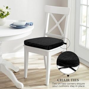 Chair Cushions for Dining Chairs 4 Pack - Kitchen Chair Cushions with Ties and Non-Slip Backing - Dining Chair Pads 16"X16"X2", Black - Image 5
