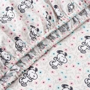 Berkshire Blanket Peanuts® Kids Sheet Set, Full Size - 4 Pieces, Peanuts® Mini Snoopy Spring Floral Happy Dance Soft Grey, Cute Character Snoopy Printed Soft Microfiber Bed Sheets - Image 7