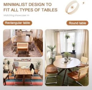 Zesthouse Natural Rattan Dining Chairs Set of 2, Modern Dining Room Chairs with Solid Wood Back for Kitchen Living Room, Mid Century Breuer Design Inspired, Upholstered Faux Leather Brown - Image 7