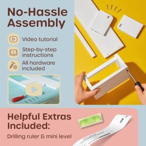 Floating Nursery Book Shelves for Wall Set of 4+2, Wall Bookshelf for Kids Room, Toys & Books Display, Nursery Decor Storage, Book Shelf for Kids Rooms Hanging Bookshelf (6-in-1 White) - Image 5